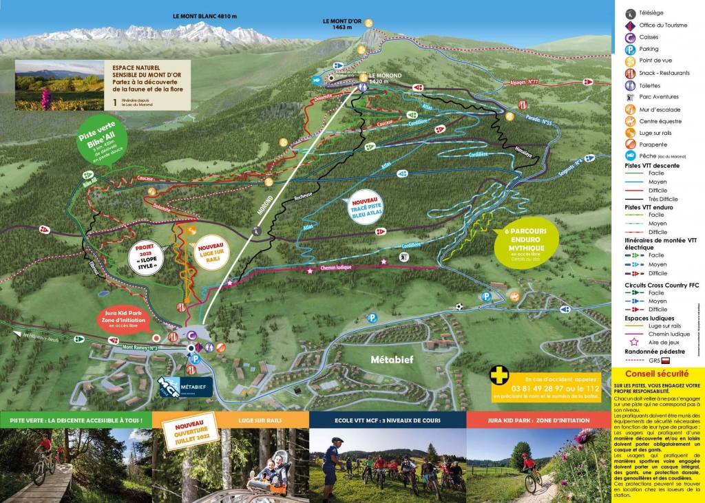 Plan Pistes VTT Mont D'Or Métabief